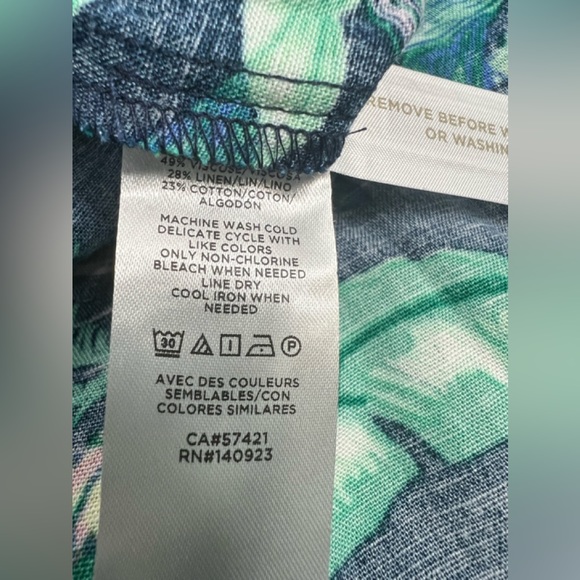 Loft Petite Womans Size Small Tropical Floral Linen Button Up Flutter Dress - Picture 4 of 5